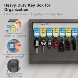 DidiHere 16-Key Cabinet Organizer, Key Lock Box Secured Key Holder for Valets, Hotels, Car & House Keys Black