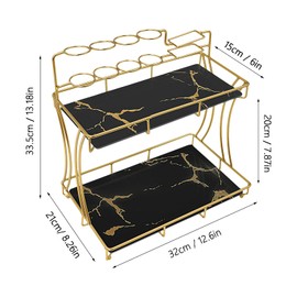 awolsrgiop 2 Tier Bathroom Countertop Organizer, Bathroom Vanity Organizer Makeup Shelf with Toothbrush Holders Cosmetic Storage Shelf Counter Standing Rack for Kitchen, Dresser, Bedroom (Black)