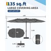 15FT Large Patio Umbrella with Base and Solar Lights, Double-Sided
