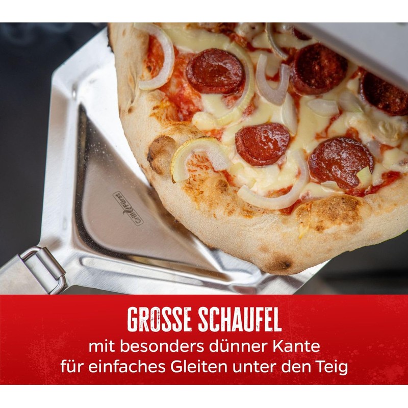 Grillfürst XXL Pizza Server Stainless Steel Folding Pizza Peel with