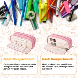 JAESITETER Big Capacity Pencil Case Large Pencil Pouch 3 Compartment Pouch Pen Bag for School Office Large Storage High Capacity Pencile Pounch for Teen Girl Boy Men Women