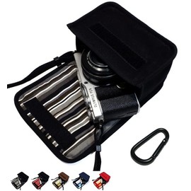 suono Olympus Pen E-P7 Case for 14-42mm EZ Lens Kit with Carabiner Handmade in Japan, black album gray