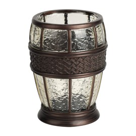 nu steel Resin Crackled Ice Tumbler Cup for Bathroom Vanity Countertops for Rinsing, Drinking, Storing Dental Accessories and Organizing Makeup Brushes, Eye Liners - Oil Rubbed Bronze