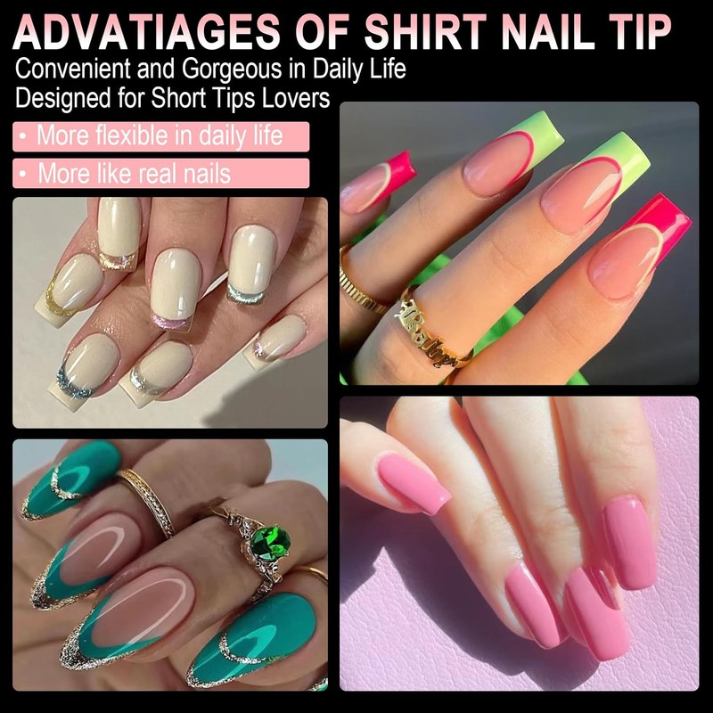 Almendra Corto Uñas Tips, 600Pcs, 12 Tamaños Pre-Formado Medio Mate