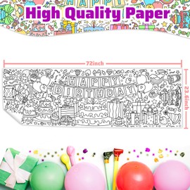HAPMARS Giant Coloring Poster Large Wall Coloring Tablecloth for Kids, 72x23.6 INCH Drawing Paper Table Cover for Boys Girls Perfect for DIY Arts Crafts Classroom Group Activities Birthday-No Creases