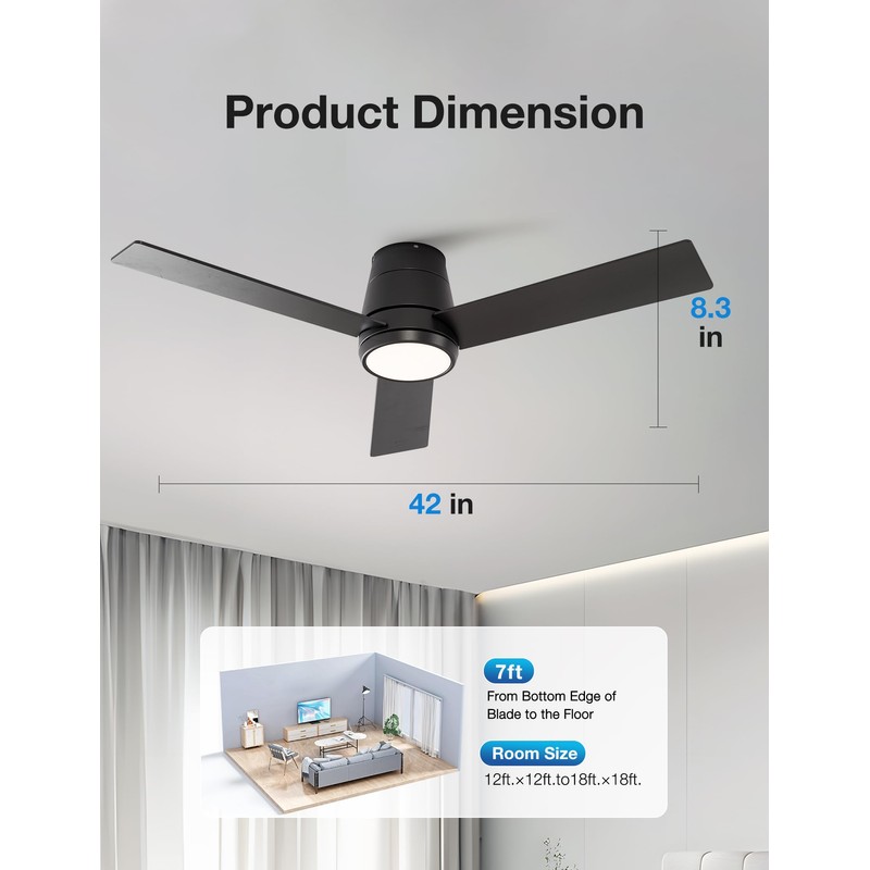 warmiplanet 42 Inch Small Ceiling Fan with Lights and Remote,