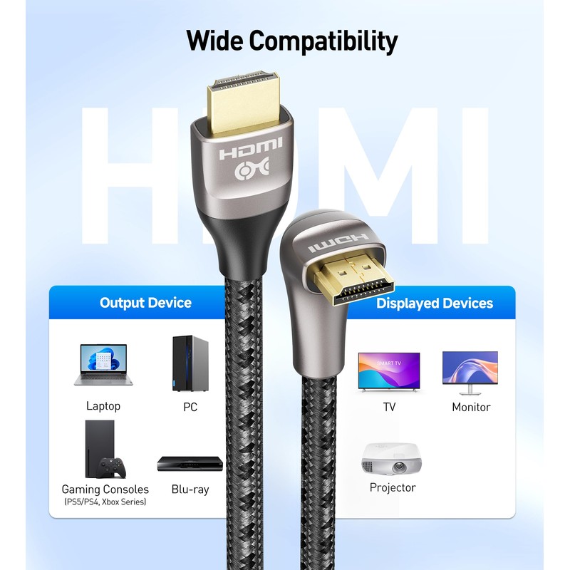 Cable Matters 48Gbps Ultra HD 8K Right Angle HDMI Cable