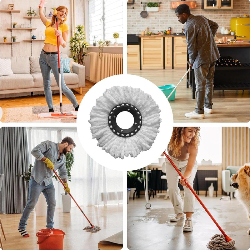 4 Pack Spin Mop Heads, Spin Mop Heads Replacement, Universal