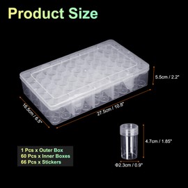 sourcing map Bead Organizer Box Diamond Art Containers 1pcs Rectangular Plastic Storage Case 60pcs Mini Clear Bead Storage Containers Boxes with 66pcs Stickers for Jewelry Beading Crafts
