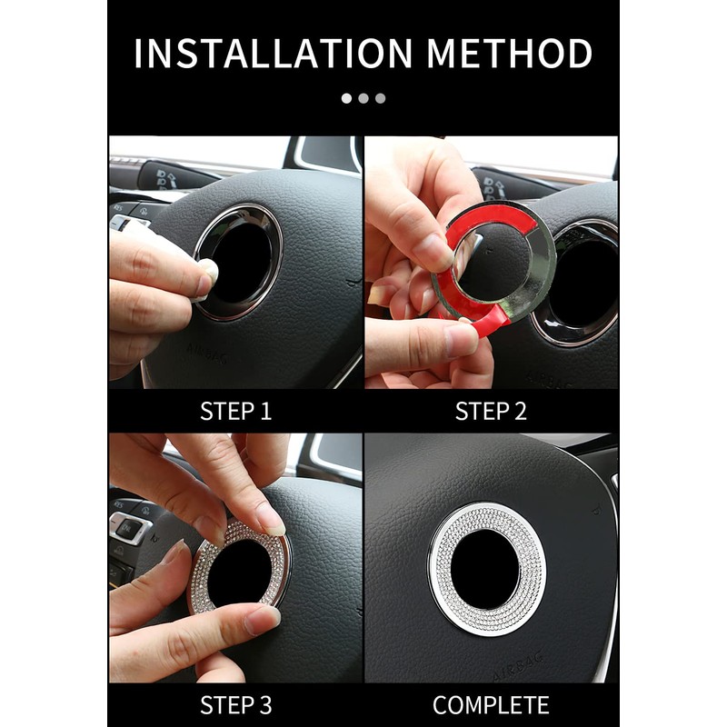 HIBEYO Bling Car Steering Wheel Logo Emblems Sticker Accessories Compatible