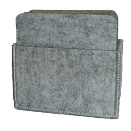Premium Felt Coasters for Drinks, Set of 8 Square Grey Coasters (4 Inch Square, 5mm Thick) - Includes a Matching Felt Coaster Holder - Square