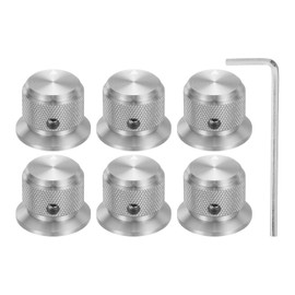 MECCANIXITY 6 Pcs Aluminium Potentiometer Knobs, 1/4" (6mm) Universal Volume Tone Control Knobs with Arrow Indicator for Guitar, Bass, 3/4" Silver