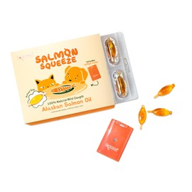 Spoonful Spoonful Salmon Squeeze - 100% Natural Wild-Caught Alaskan Salmon Oil – 2,000 mg Omega-3 Softgel, 10 Squeezeable Softgels | DHA, EPA & Natural Astaxanthin, Non-GMO, Sustainable, Made in USA (10)