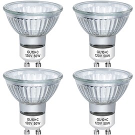 YBEK GU10 Halogen Bulbs 50W 120V MR16 for Track,Recessed,Accent Lighting,Ceiling Light,Range Hood, Dimmable Warm White, Pack of 4
