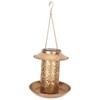 Hanging Bird Feeder Solar Powered Light Hollow Design Sturdy Stable