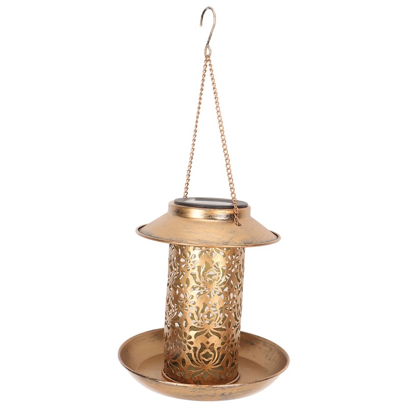 Hanging Bird Feeder Solar Powered Light Hollow Design Sturdy Stable