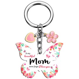 OEHEDOU Mom Gifts Birthday Gifts For Mom Butterfly Flower Gift For Mom Best Gifts For Mom Gifts For Mom Birthday Mom Birthday Gifts Mother Birthday Gifts Keychain Moms Birthday Gift Ideas