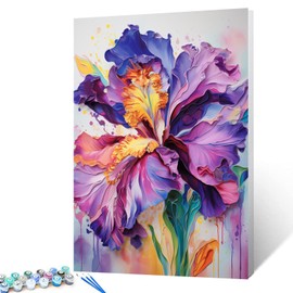 Aihonmin Iris flower Paint by Number for Adult and Kids Beginner,floral Canvas Oil Painting Kit Digital Painting,modern style Watercolor HOME Decoration,(without Frame