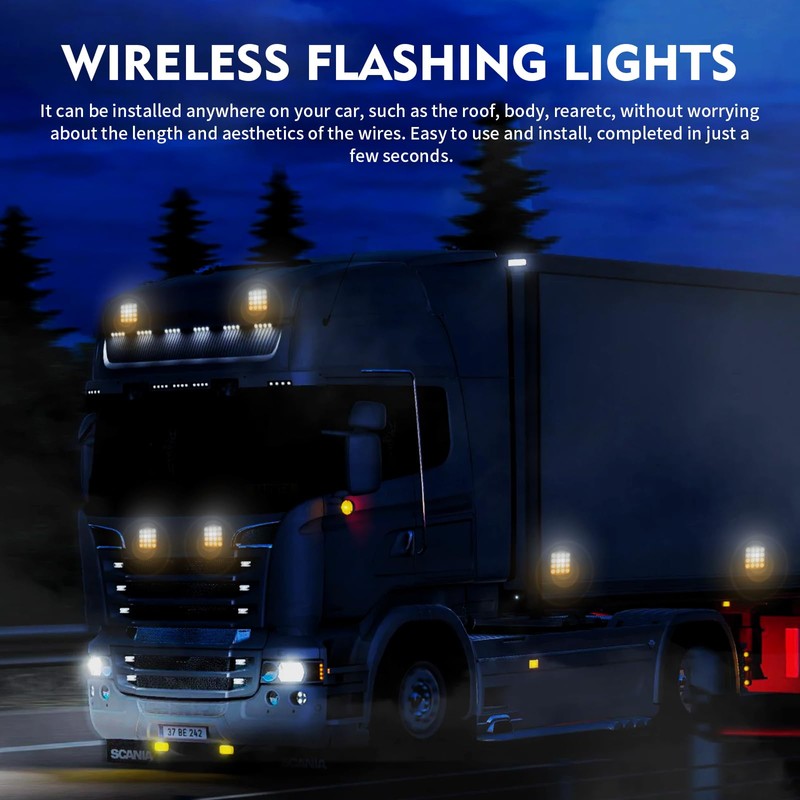 INHTGEAS Magnetic Strobe Lights - Wireless Strobe Hazard Light Kit