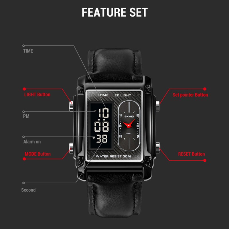 SKMEI 1868 Men Watch Professional 30M Water Resistant Double Display