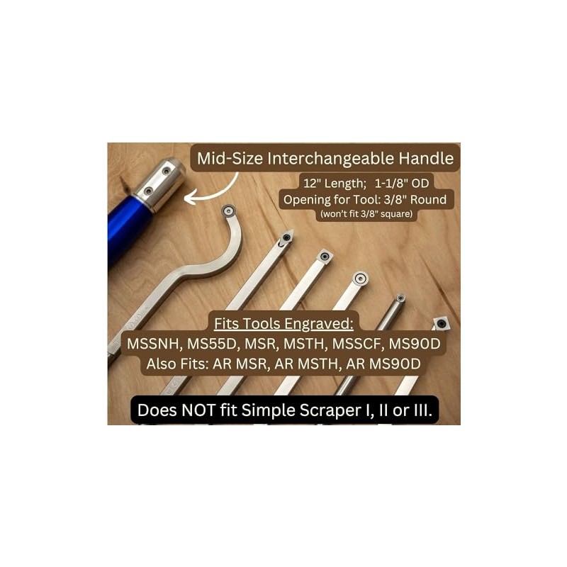 Simple Woodturning Tools Solid Aluminum Handle for 3/8 Mid-Size Carbide