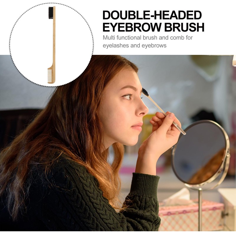 HEALLILY Double-Headed Bamboo Eyebrow Comb and Lash Brush for Women