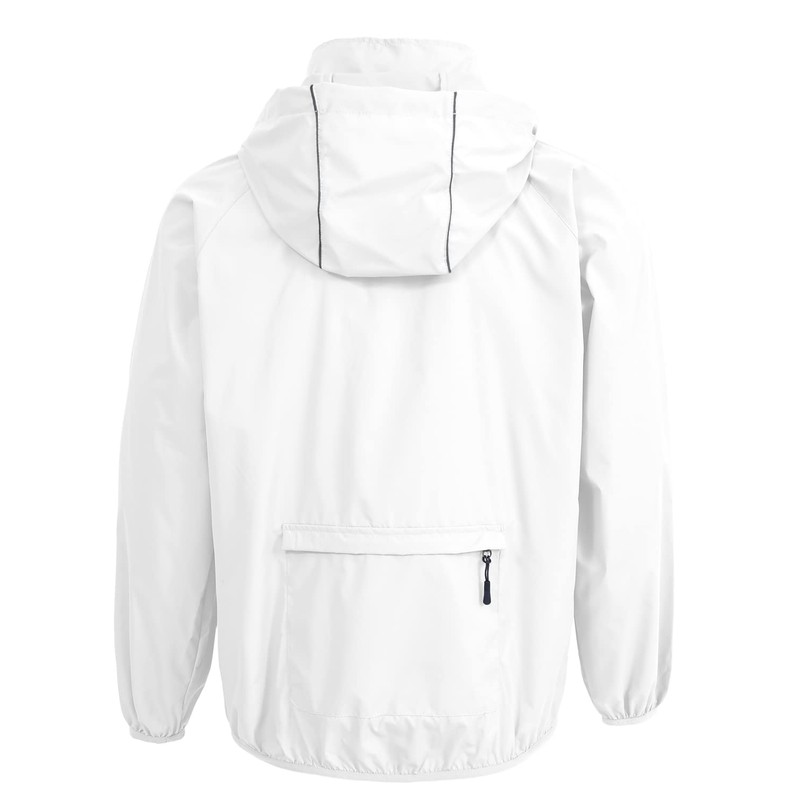 Spmor Men's Lightweight Waterproof Jacket Packable Windbreaker Running Coat White