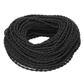 PATIKIL 200 ft Twisted Cloth Covered Wire, UL Listed 18AWG 2-Conductor Vintage Cloth Covered Lamp Cord Replacement Cord for Pendant Light Bulb Industrial DIY Project, Black