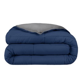 Bare Home Bare Home Extra Long Comforter - Reversible Colors - Goose Down Alternative - Ultra-Soft - Premium 1800 Series - All Season Warmth - Bedding Comforter (Twin/Twin XL, Dark Blue/Grey)
