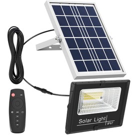 Solar Flood Light Outdoor Remote 6000K Bright White Floodlights Ip65 Waterproof Solar Power Security Light Auto On/Off Dusk to Dawnl for Yard, Gazebo, Shed, Barn.