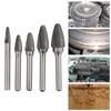 5pcs Carbide Burrs Single Cut Rotary File with 6mm/0.24in Shank