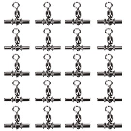 Alomejor 5 Types 20pcs Fishing Swivels Connector Copper Fishing Crimp Swivel Cross line Crane Swivel T shape Barrel Snap Hook Line Connector (2#)