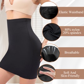 ZENGSING Women's Underskirt, Seamless Body Shaper Dress, High Waist Bodice Skirt, Petticoat Knee-Length Half Skirt, Elegant Invisible Underskirt (DE/NL/SE/PL, Alphanumeric, S, Regular, Black)
