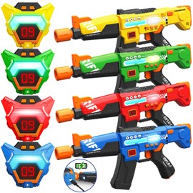 inodoo Rechargeable Laser Tag Guns Set of 4 with LED Digital Multi-Functional Vests Birthday Gifts Toys for Kids Boys Girls 8 9 10 11 12+ Years Old Christmas