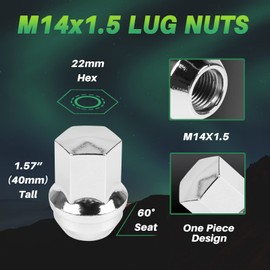 AUTOPTIM M14x1.5 OEM Lug Nuts - Replacement for 1999-2023 Chevy Silverado 1500, 2001-2023 Tahoe, 2009-2023 Traverse, 2015-2023 Colorado, 2012-2023 Suburban, 24 PCS Factory Closed End Lug Nut