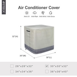 STEECA Air Conditioner Cover for Outside Units, Outdoor Waterproof Square Central AC Cover Fits up to 30L x 30W x 32H inch