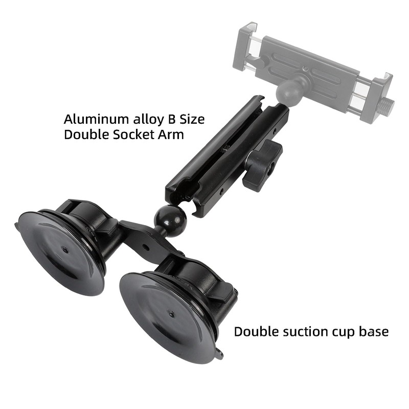 Leenconghui Dual Suction Cup Base with 1" Ball, Heavy Duty