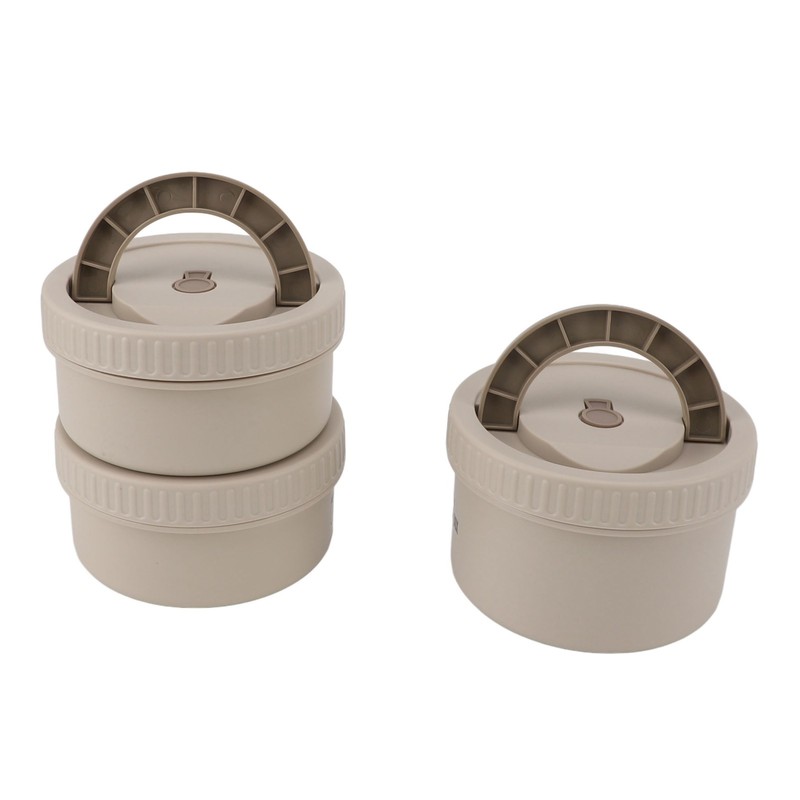 Insulated Food Container Beige 316 Stainless Steel Round Sealed Leak