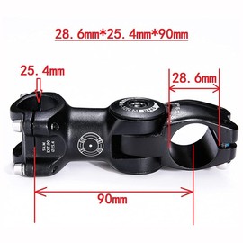 ANCLLO Adjustable Bike Stem ±60 degree 25.4mm Adjustable Mountain Bike Stem Riser 90 mm Bicycle Handlebar Extender Bike Fork Extender for Mountain Bike, Road Bike, Cycling