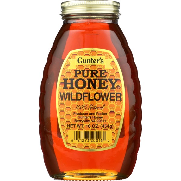 Gunter's Pure Honey Wildflower, Natural, 16 Ounces (Pack Of 12)