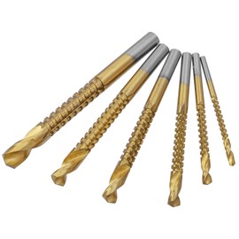 Bestgle 6 Pcs Titanium Coated HSS Twist Drill Bits Serrated Grooving Cutting Drill Bit Set Carpenter Hacksaw Side Cutting Drilling Kit for Wood Plastic Soft Metal Screw Hole Saw, 3-8mm