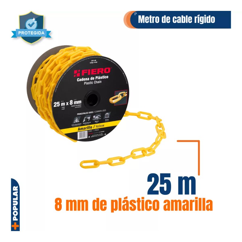 Fiero Cadena Plastica 8 Mm X 25 Mt Amarilla Fiero