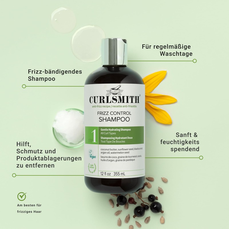 Curlsmith - Frizz Control Cleanser, Gentle Moisturising Hair Shampoo for