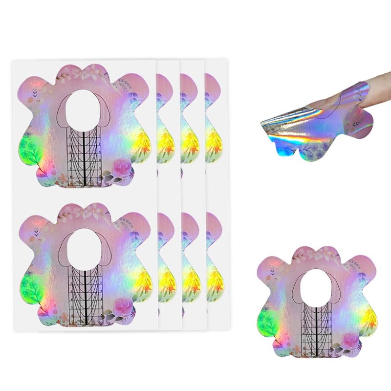 BeautyLeader 100PCS Nail Form Laser Pink Acrylic Nail Extension Sticker,