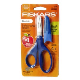 Fiskars Scissors Blunt-tip Safety-Edge Blades w/ Sheath (Navy Blue)