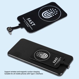 Wireless Charging Receiver, Type-C 2000mA QI Wireless Charger Receiver for Galaxy A51 A40 A20E J2 J3 J7, for Moto G7 G7 Plus G6, for BlackBerry Q10, Thin Wireless Charging Adapter