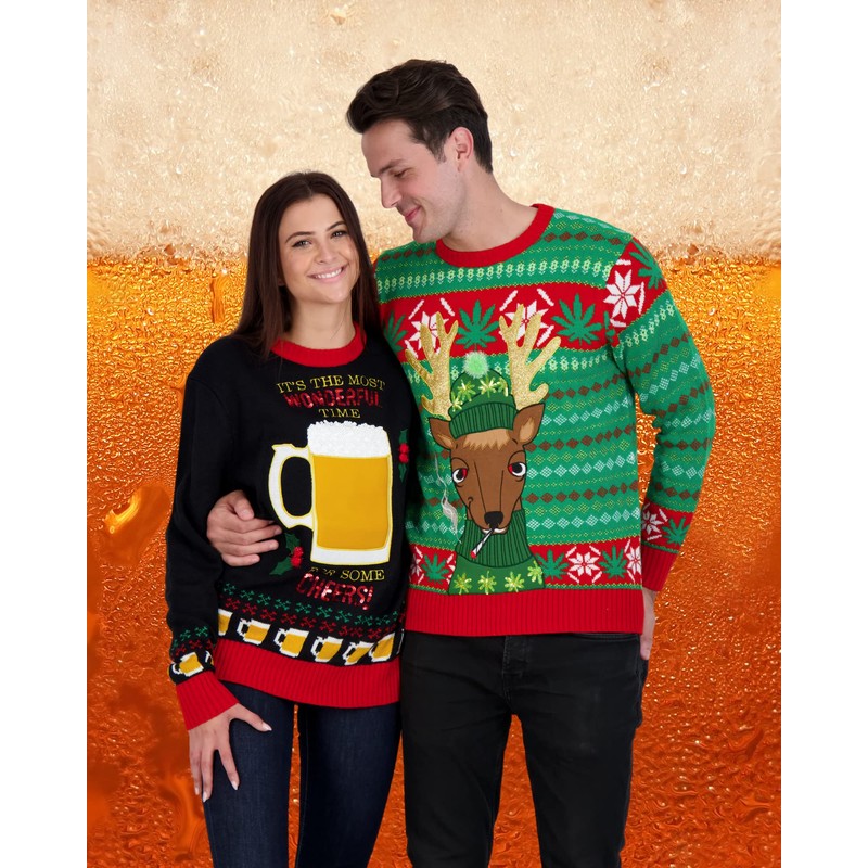 Holiday Hype Men's Festive Ugly Christmas Holiday Party Pull Over