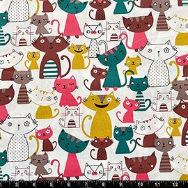 100% Cotton Fabric by The Yard for Sewing, Quilting, DIY Crafts - 62 Inches Wide (No. 2 - Kitten Cats)