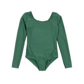 Leveret Girls Long Sleeve Leotard Uniform Green S (6-8)
