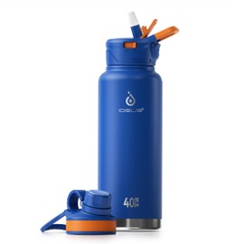 IDEUS Vacuum Insulated Water Bottle, 40 oz (1140 ml) Stainless Steel Double Wall Bottle Metal Sports Canteen with Leak-proof Screw Cap (Royal Blue)